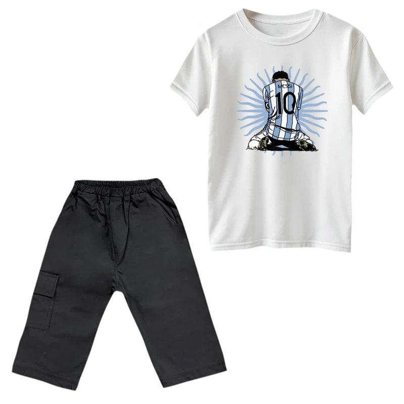 ست تی‌شرت و شلوارک پسرانه مدل مسی کد 3