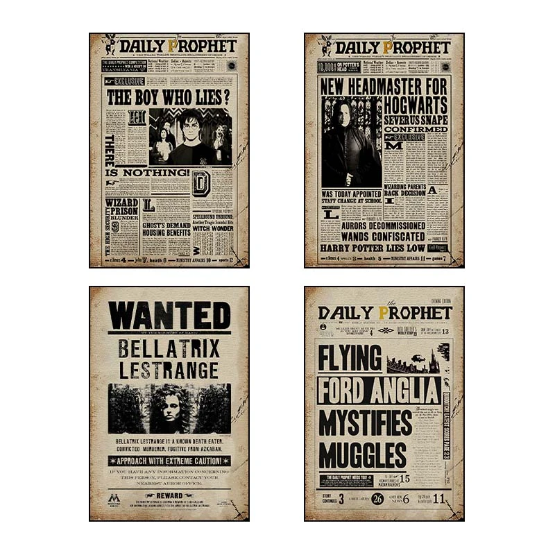 تابلو شاسي کارنيکا طرح هری پاتر کد 87374 مجموعه 4 عددی