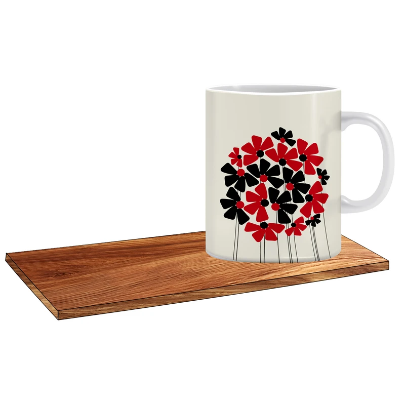 ماگ ال ایکس پی طرح گل های کوچک کد 245 به همراه زیر لیوانی