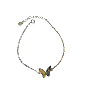 دستبند نقره زنانه طرح پروانه نگینی کد N87179