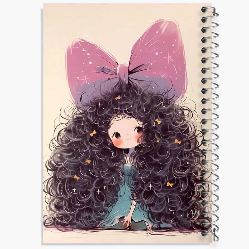 دفتر شطرنجی 50 برگ خندالو طرح دختر مو فرفری کد N5795