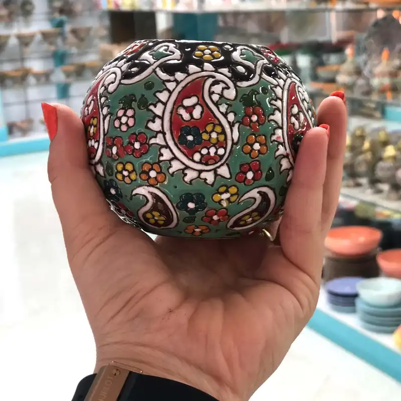 جاشمعی میناکاری سفالی طرح توپی مجموعه 3 عددی