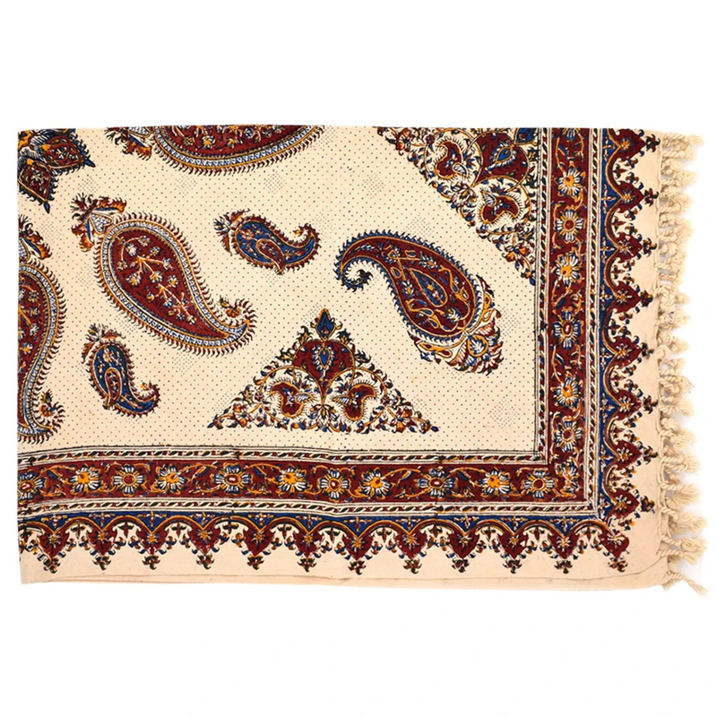 رومیزی قلمکار طرح گل و بوته مدل چهار نفره کد 100150-2