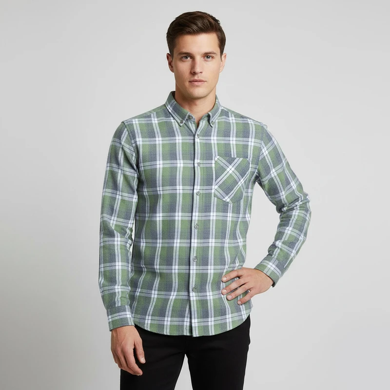 پیراهن آستین بلند یقه برگردان مردانه ال سی وایکیکی مدل W496775Z8