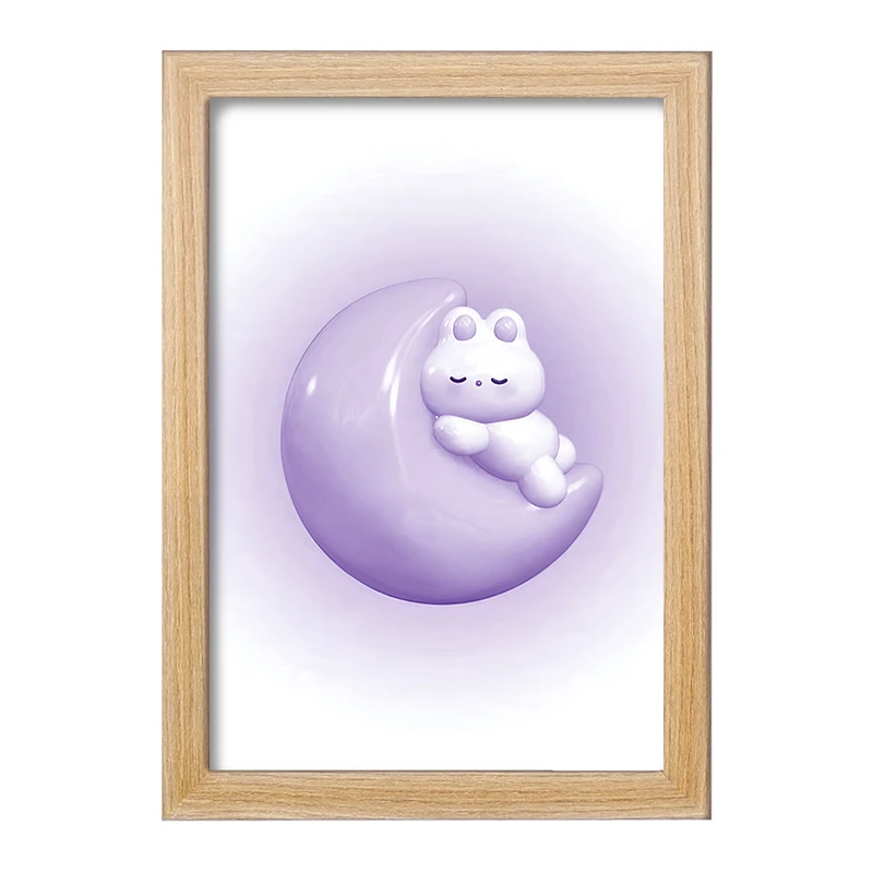 تابلو خندالو مدل خرگوش و ماه کیوت کد F3728