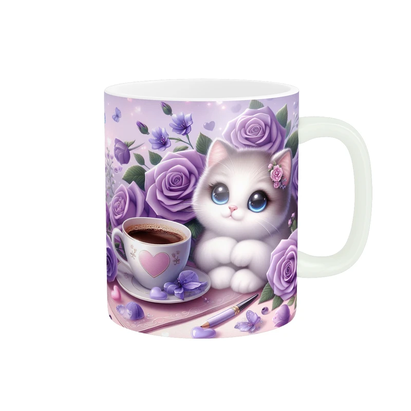 ماگ پاد آفرین طرح گل رز  مدل فنجون قهوه کد 1842