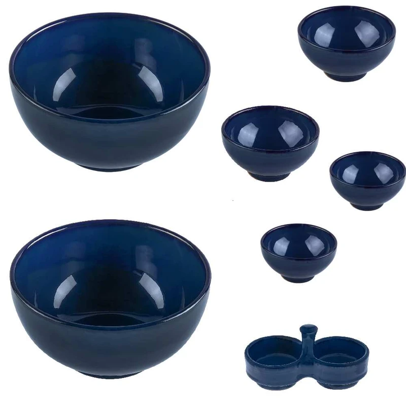 ست 7 تکه کاسه سفالی مدل ابگوشت خوری طرح یاقوت