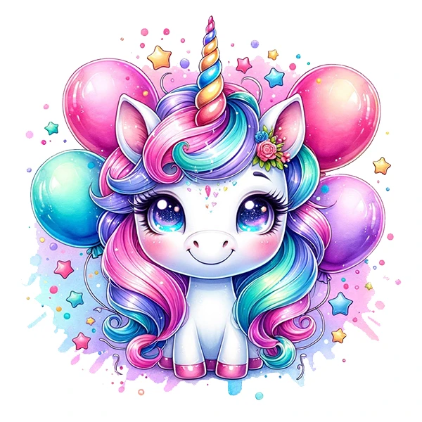 استیکر پارچه و لباس پاد آفرین طرح کارتونی اسب تک شاخ کد 3621