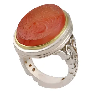 انگشتر نقره مردانه بازرگانی میلادی مدل رکاب دست ساز استاد غفار خطاطی یا رزاق استاد غفار کد AM_2800