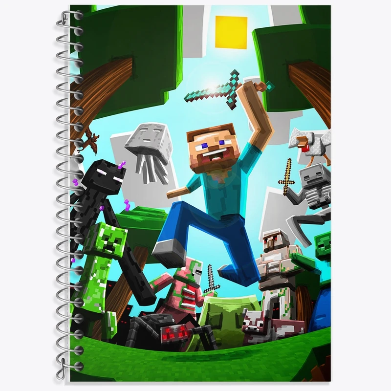 دفتر زبان 50 برگ خندالو مدل سه خط طرح ماینکرافت (Minecraft) کد F1608