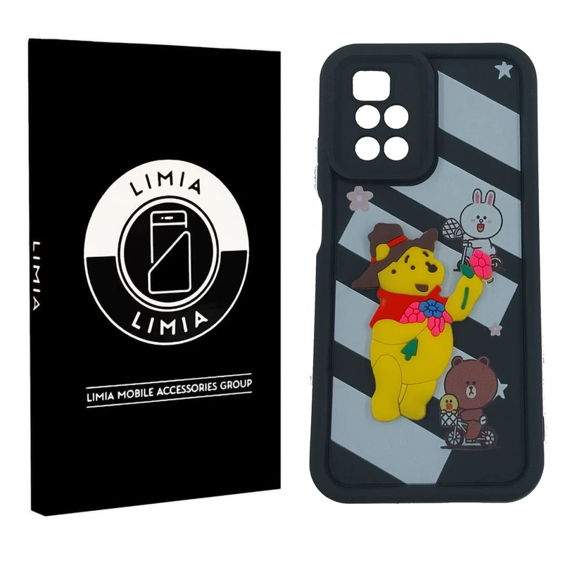 کاور لیمیا مدل سولید لنزدار طرح عروسکی برجسته مناسب برای گوشی موبایل شیائومی Redmi 10 4G