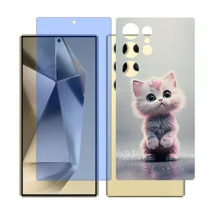 Glass Together model Blue cut screen protector for Samsung Galaxy S22 Ultra mobile phone with back cover sticker