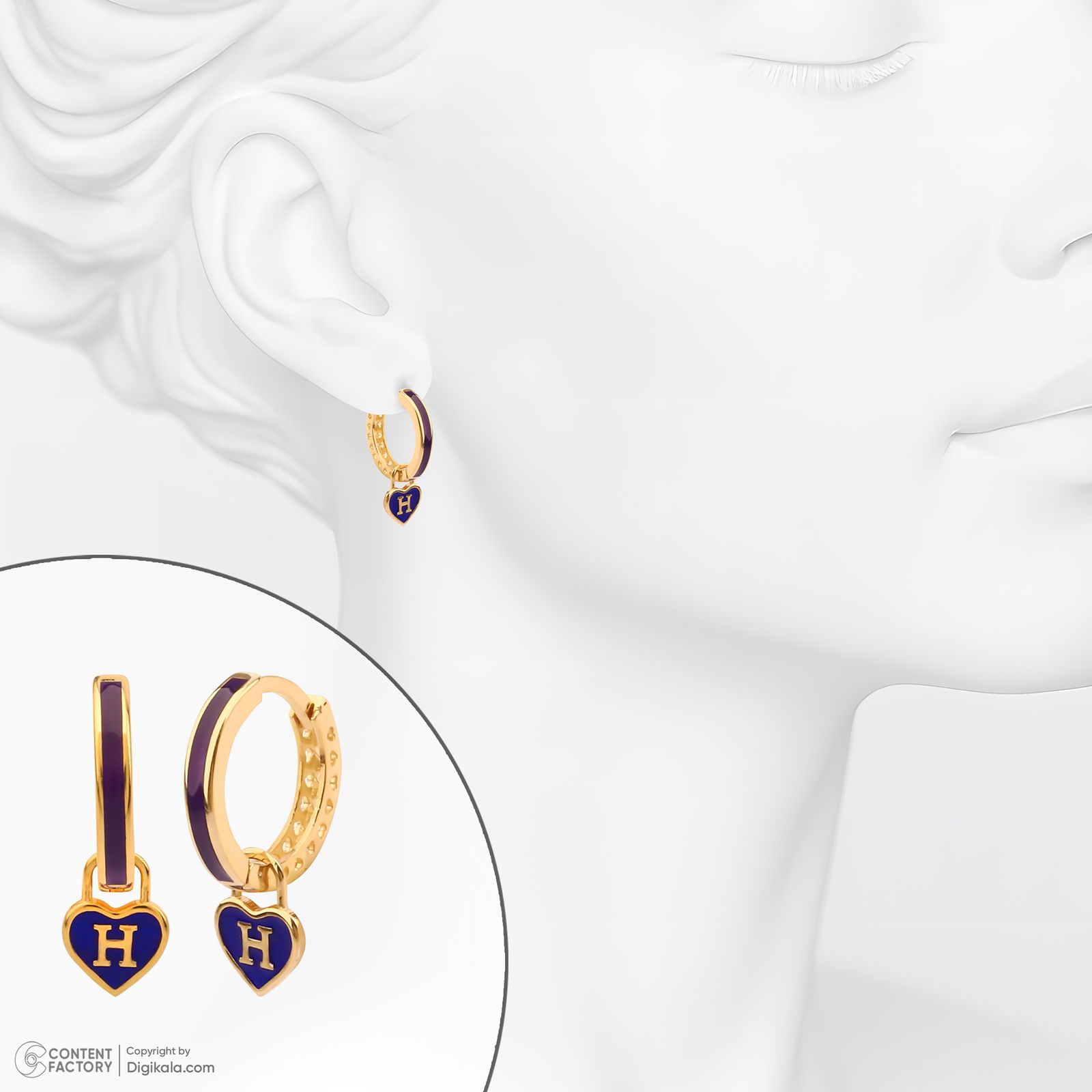گوشواره حلقه‌ای طلا کم اجرت  18 عیار زنانه گلدم مدل E244029 -  - 6