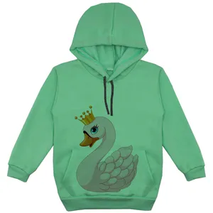 هودی دخترانه مدل قو F139 رنگ سبز