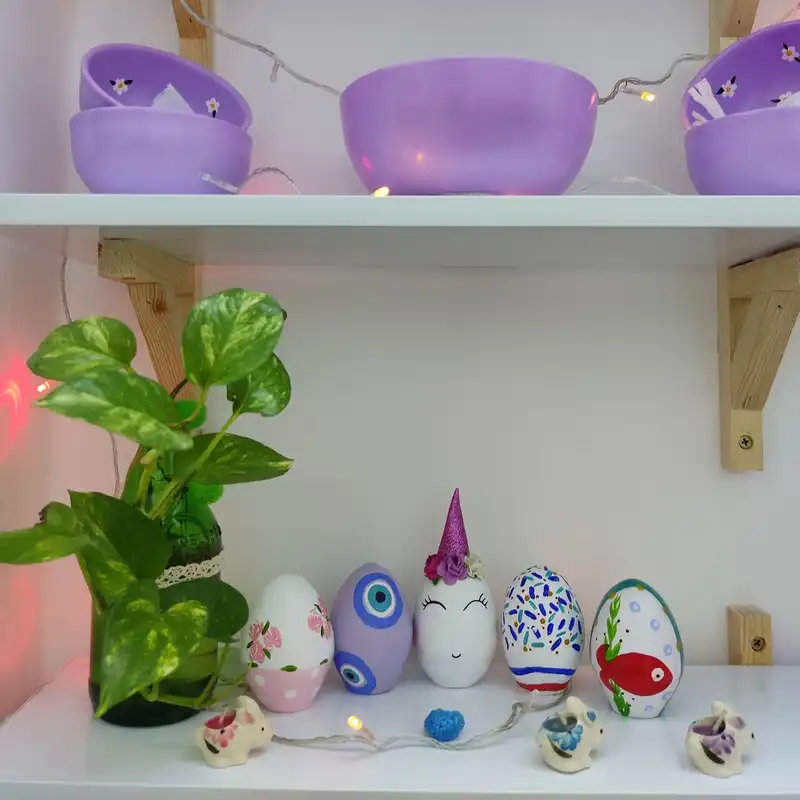 تخم مرغ سفالی مدل تزیینی مجموعه 5 عددی