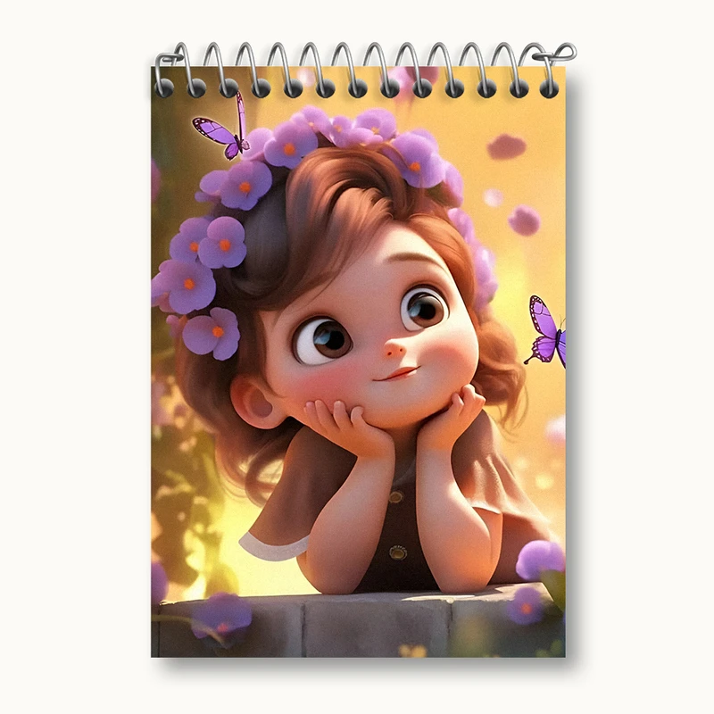 دفتر یادداشت 50 برگ خندالو طرح دخترانه کیوت کد N3395