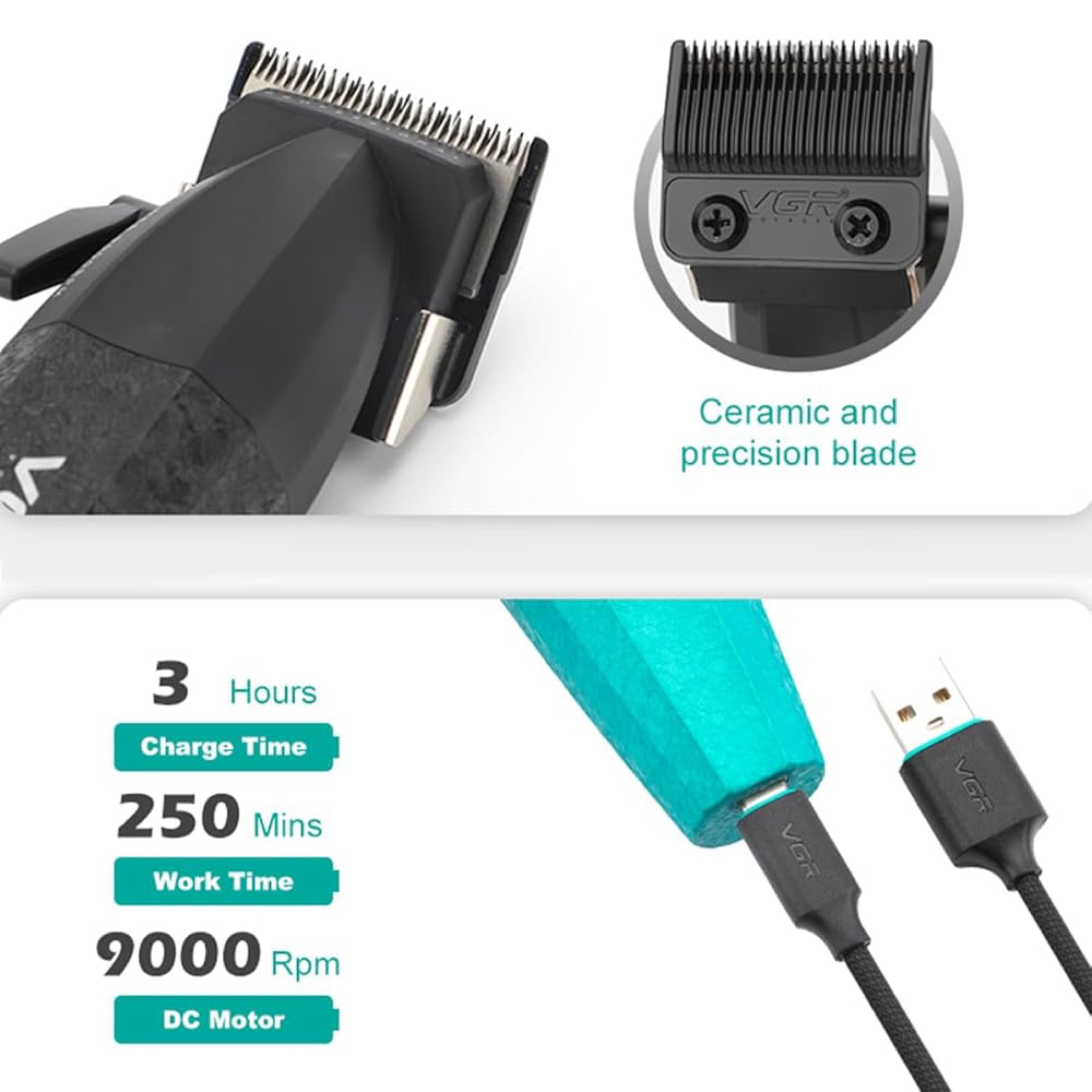 ماشین اصلاح موی سر و صورت شارژی وی جی ار مدل V-640 S2 با موتور 9000 دور در دقیقه، تیغه استیل پیشرفته خودتیزشونده، طراحی ارگونومیک، نمایشگر شارژ، قابلیت تنظیم سرعت، باتری 2000 میلیآمپر ساعت دو بسته 2 عددی ماشین اصلاح موی سر و صورت شارژی وی جی ار مدل V-640 S2 با موتور 9000 دور در دقیقه، تیغه استیل پیشرفته خودتیزشونده، طراحی ارگونومیک، نمایشگر شارژ، قابلیت تنظیم سرعت، باتری 2000 میلیآمپر ساعت دو بسته 2 عددی