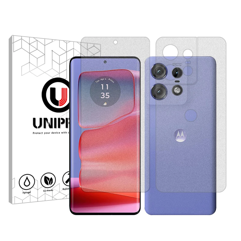 محافظ صفحه نمایش مات یونی پرو مدل Explosion Proof مناسب برای گوشی موبایل موتورولا Edge 50 Pro به همراه محافظ پشت گوشی