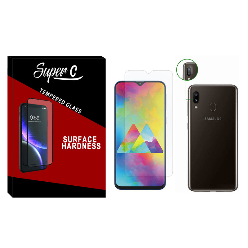  محافظ صفحه نمایش سوپرسی مدل SDHC-01 مناسب برای گوشی موبایل سامسونگ Galaxy A20 به همراه محافظ لنز