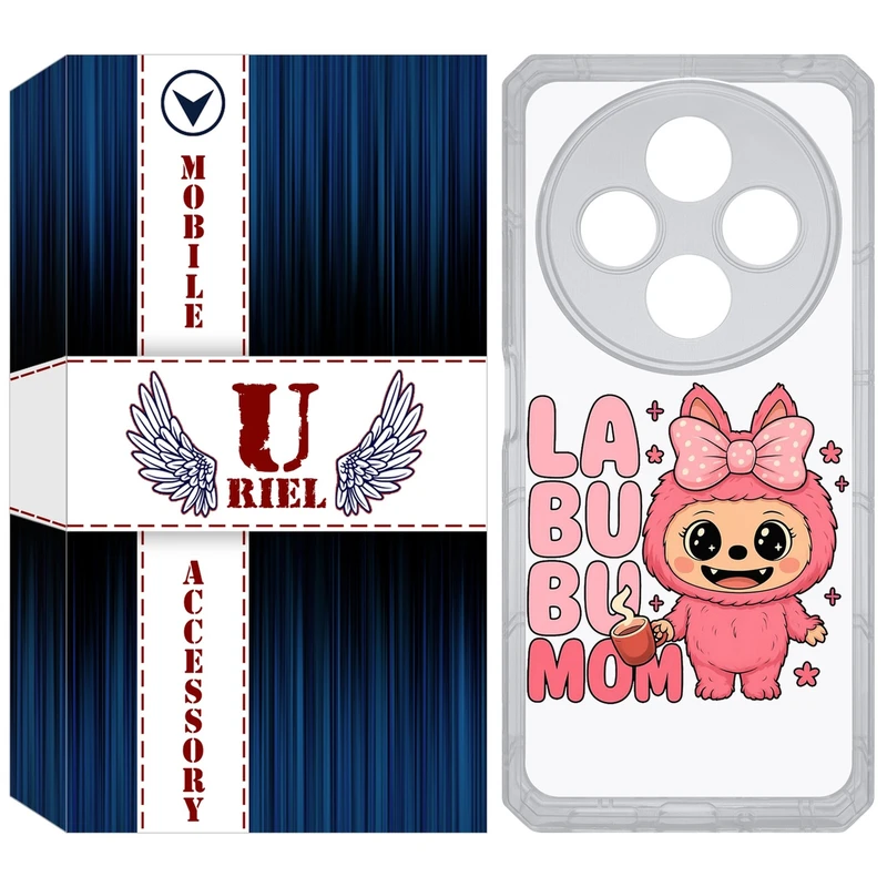 کاور یوریل مدل Clear کد 136 طرح لبوبو Labubu مناسب برای گوشی موبایل شیائومی Redmi 14C / Poco C75