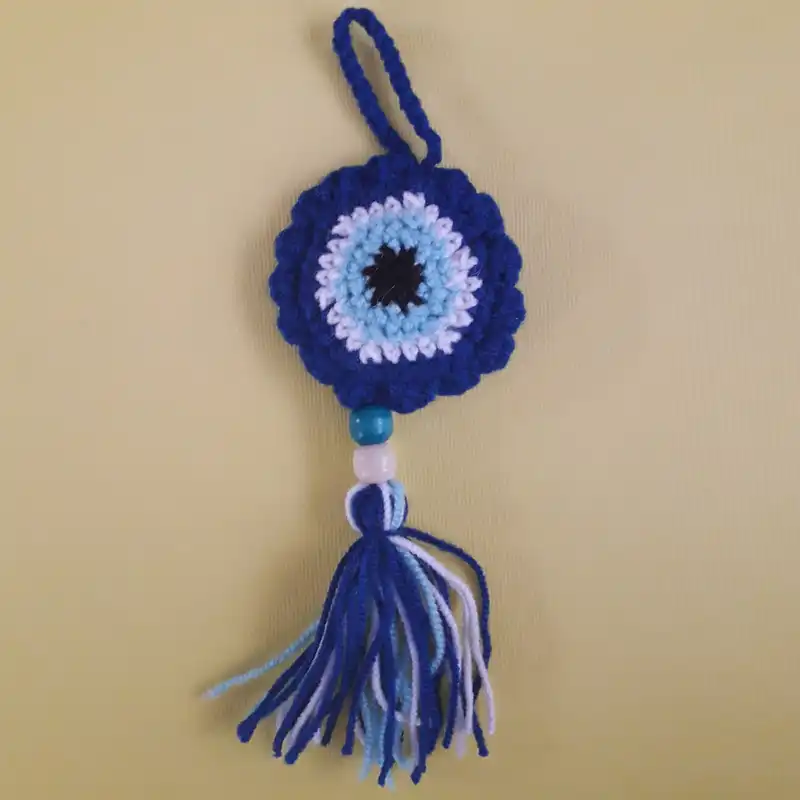 آویز بافتنی طرح چشم زخم کد 0224