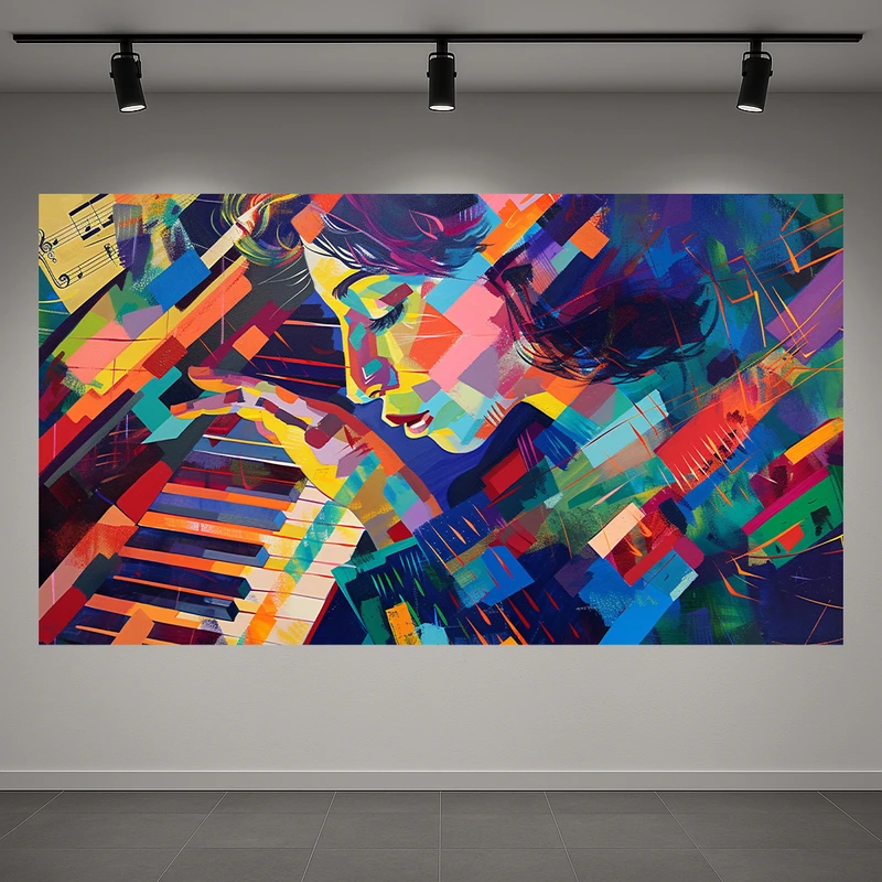 پوستر طرح انتزاعی نوازنده پیانو مدل رنگارنگ کد AR3060665