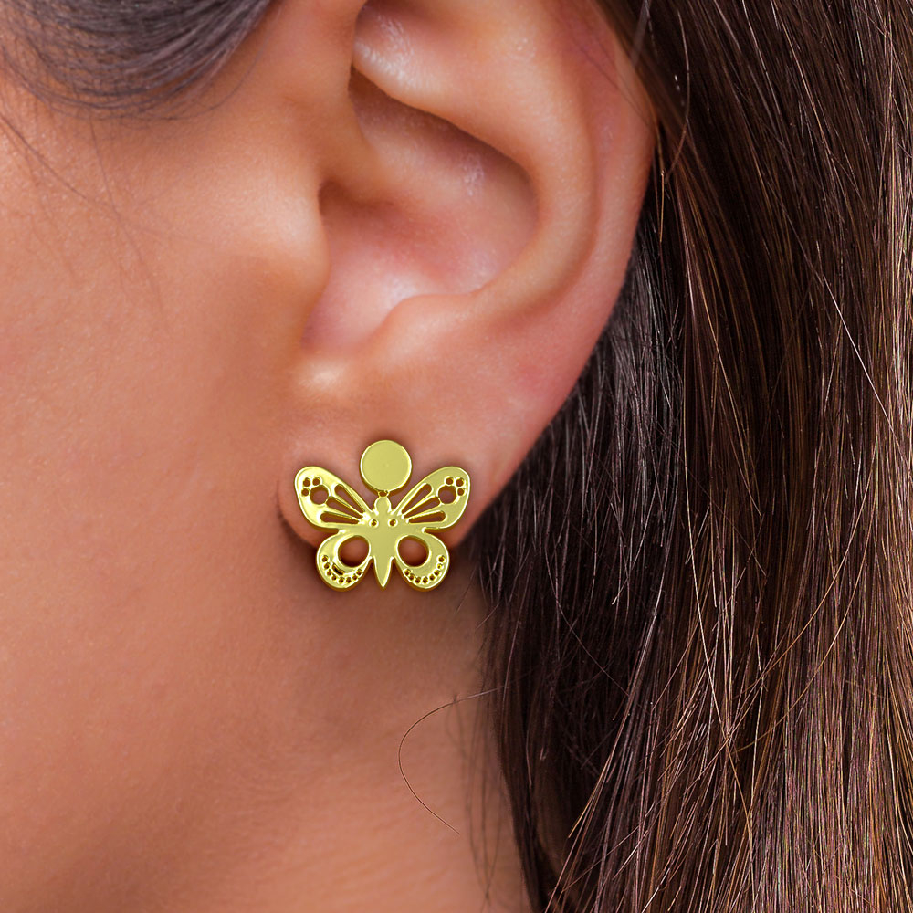 گوشواره طلا 18 عیار زنانه مدوپد مدل پروانه کد GA1-10365