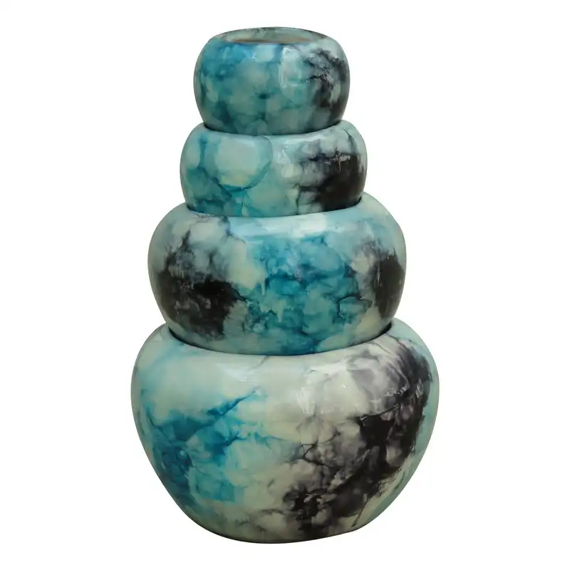 گلدان سرامیکی مدل توپی طرح سنگ مرمر مجموعه 4 عددی