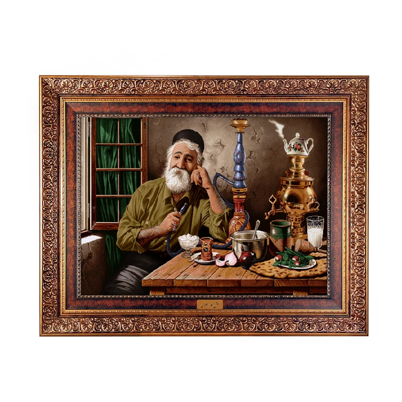 تابلو فرش ماشینی نقش نگار رضوی طرح قهوه چی کد 499C