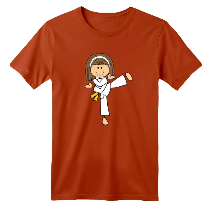 تی شرت آستین کوتاه بچگانه مدل دخترک تکواندو