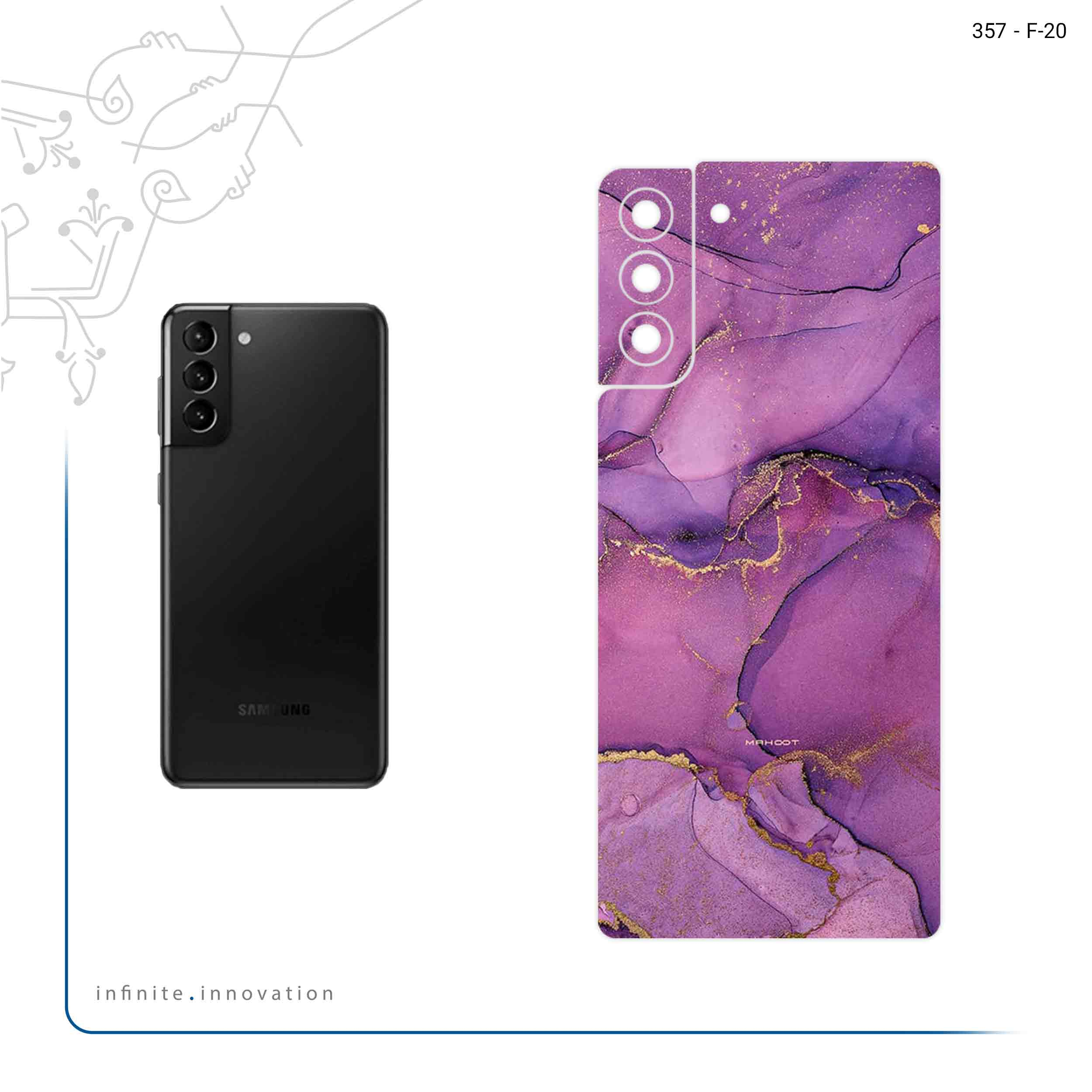 برچسب پوششی ماهوت مدل Purple Marble مناسب برای گوشی موبایل سامسونگ Galaxy S21 Plus 5G