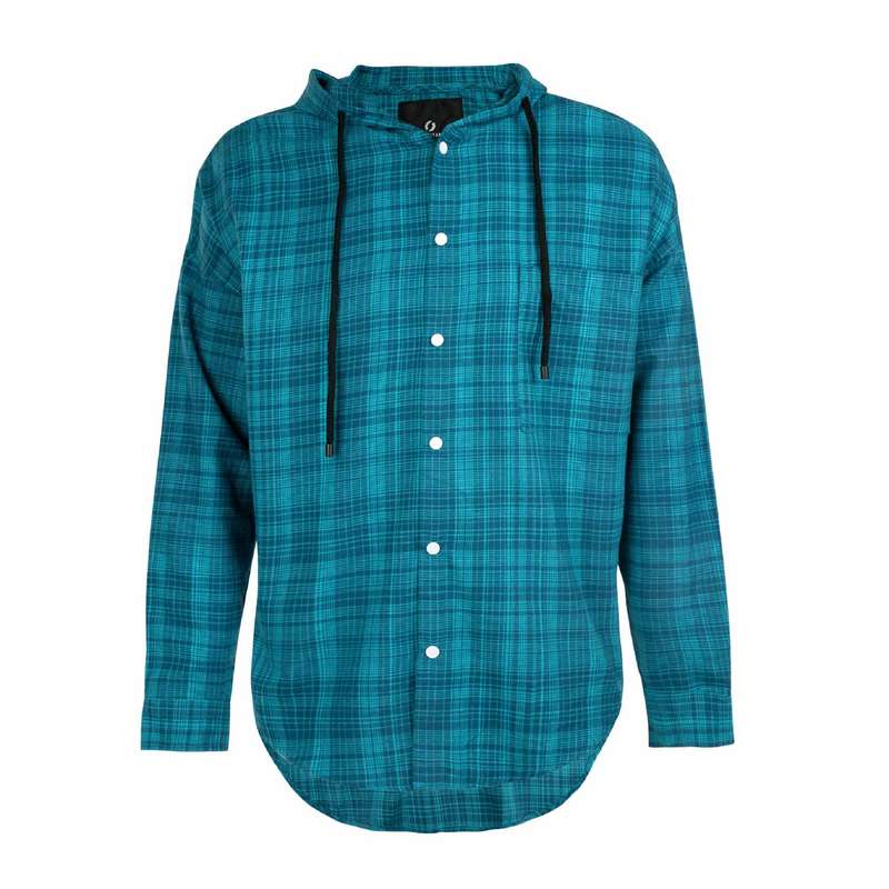 پیراهن آستین بلند مردانه جوتی جینز مدل کلاه‌دار کد 303011 رنگ آبی