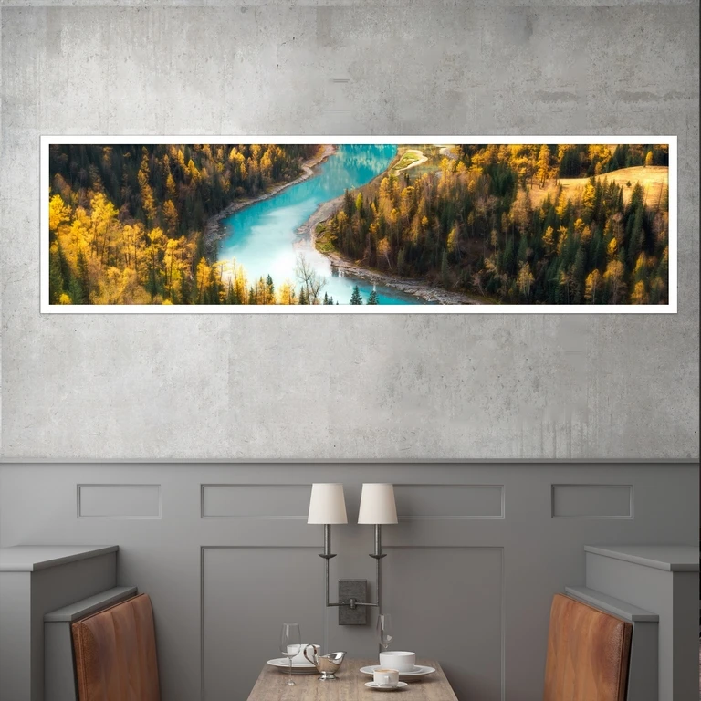 تابلو بکلیت طرح طبیعت جنگل ورودخانه مدل کشیده W-7633