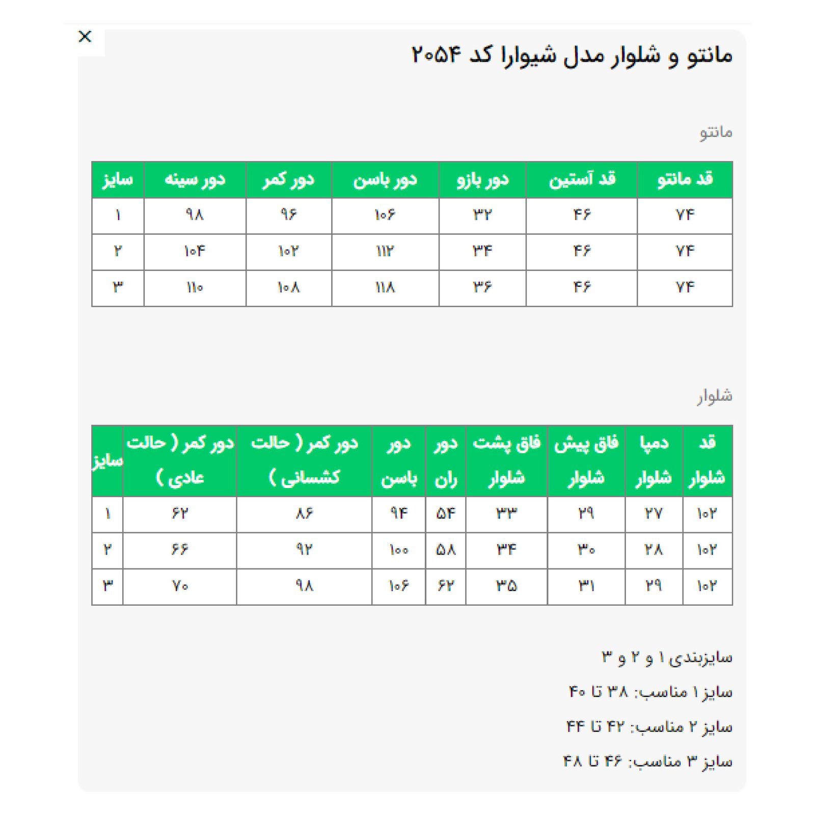مانتو و شلوار زنانه السانا مدل شیوارا کد 205419 -  - 11