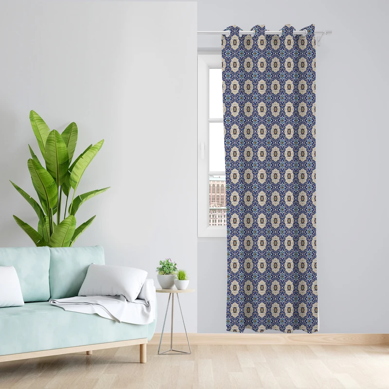 پرده طرح سنتی مدل مخمل پانچی کد  L125 Z سایز 140x200 سانتی متر