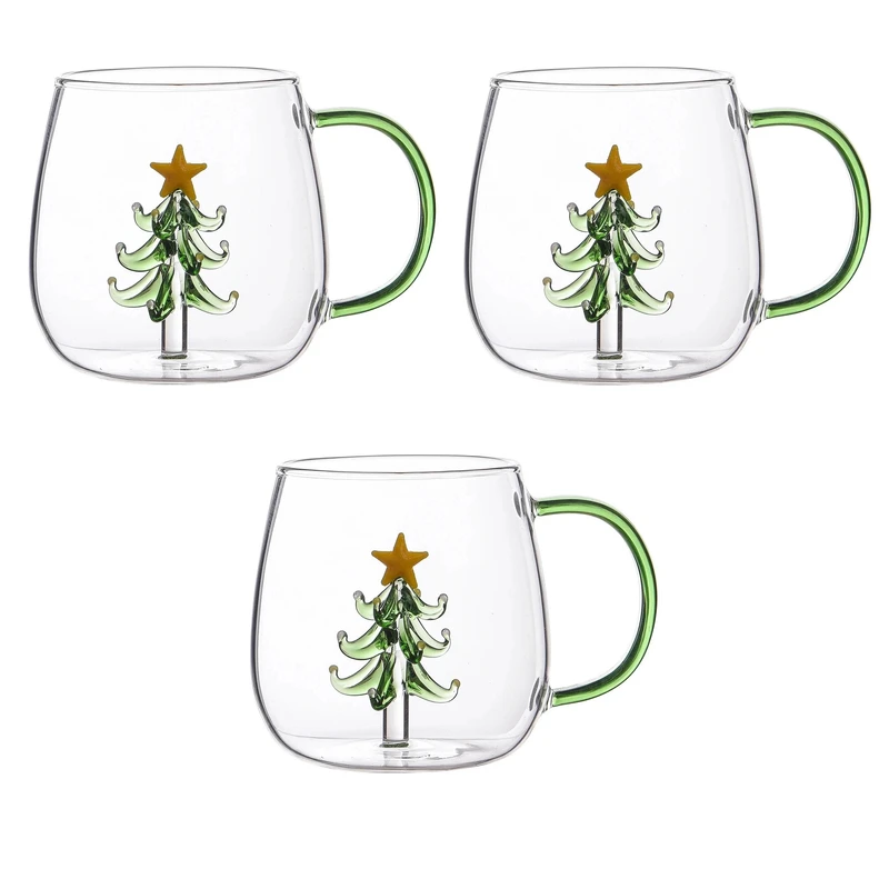 لیوان مدل کریسمس درختی کد 1369n 5700 بسته 3 عددی