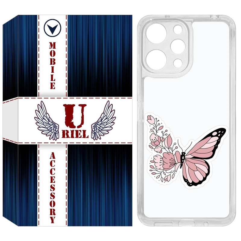 کاور یوریل مدل Clear کد 98 طرح پروانه مناسب برای گوشی موبایل شیائومی Redmi 12 4G / 12 5G