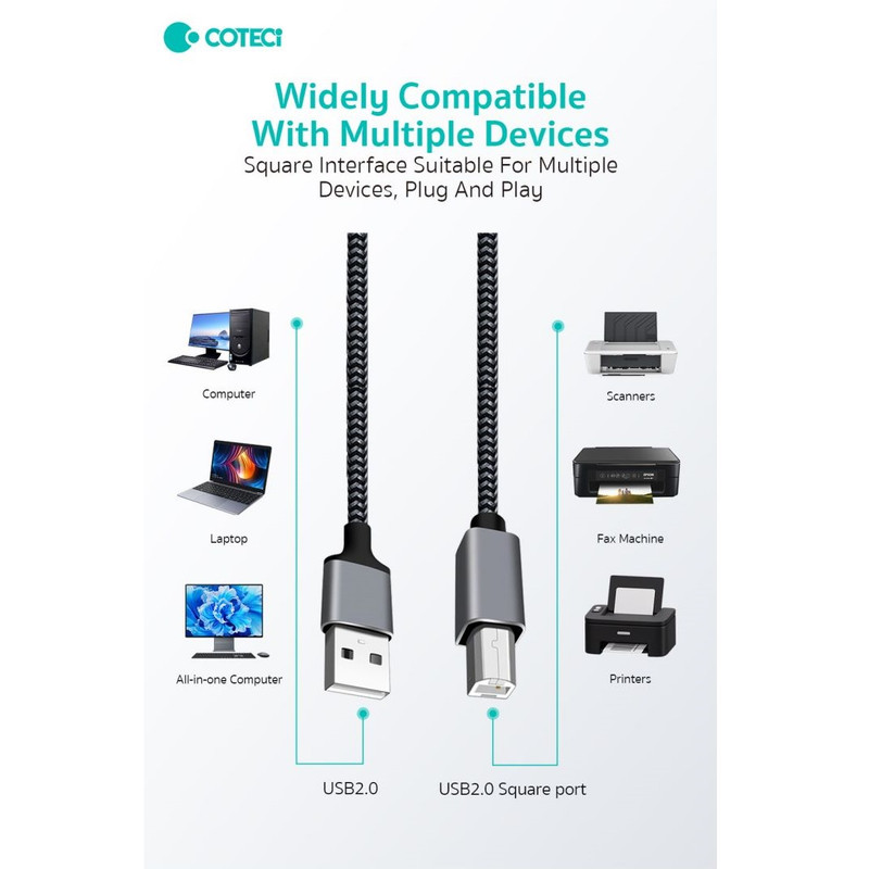 کابل پرینتر USB کوتتسی مدل 87801 طول 3 متر