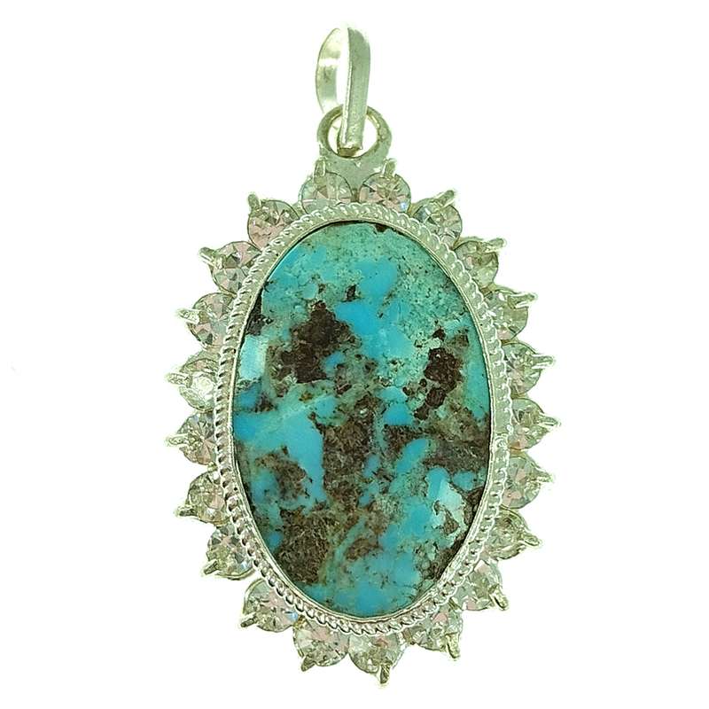 آویز گردنبند نقره زنانه سلین کالا مدل فیروزه نیشابور اصل کد 121