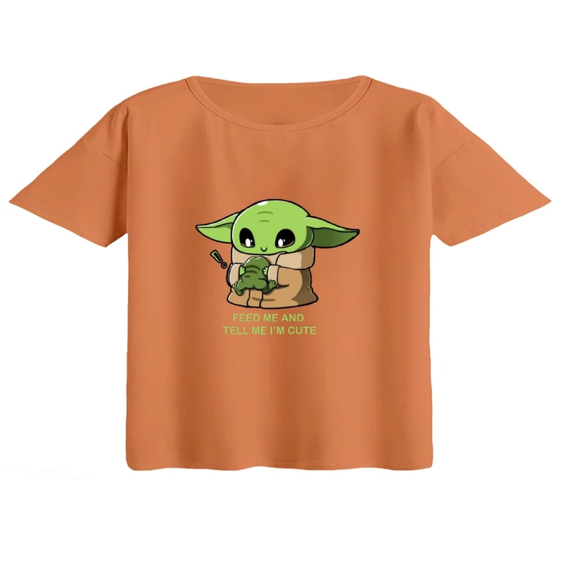 کراپ تی‌شرت آستین کوتاه زنانه مدل بیبی یودا کد۱۱