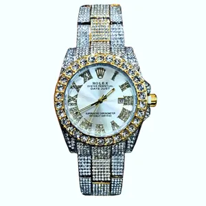 ساعت مچی عقربه‌ای مردانه رولکس مدل فول نگین قفل مخفی