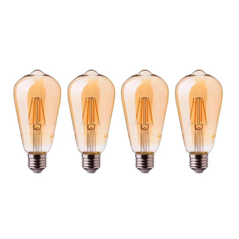 لامپ فیلامنتی 4 وات مدل گلابی پایه E27 بسته 4 عددی