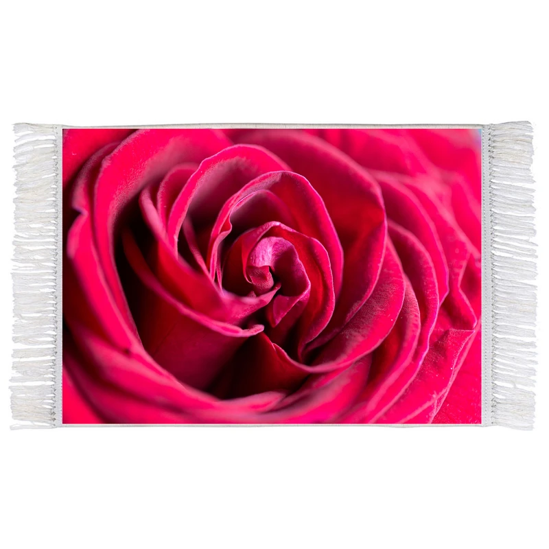 فرش ماشینی دیوارکوب اطلس آبی طرح گل رز مدل T1941