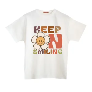 تی شرت آستین کوتاه زنانه مدل اسمایل رنگ سفید