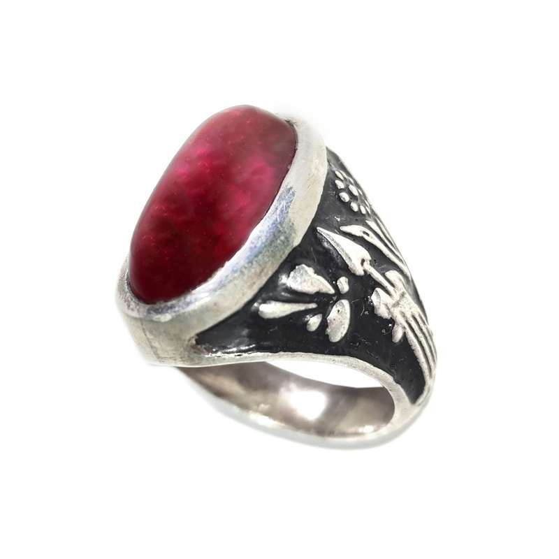 انگشتر نقره مردانه مدل یاقوت