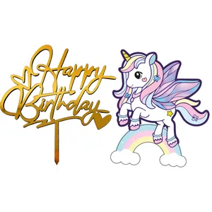 تاپر تزیین کیک مدل تک شاخ رویا مجموعه 2 عددی