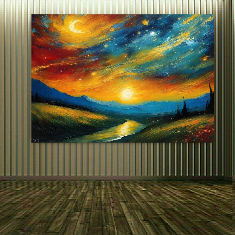 پوستر پارچه ای طرح نقاشی آبرنگی مدل غروب کد PP2826