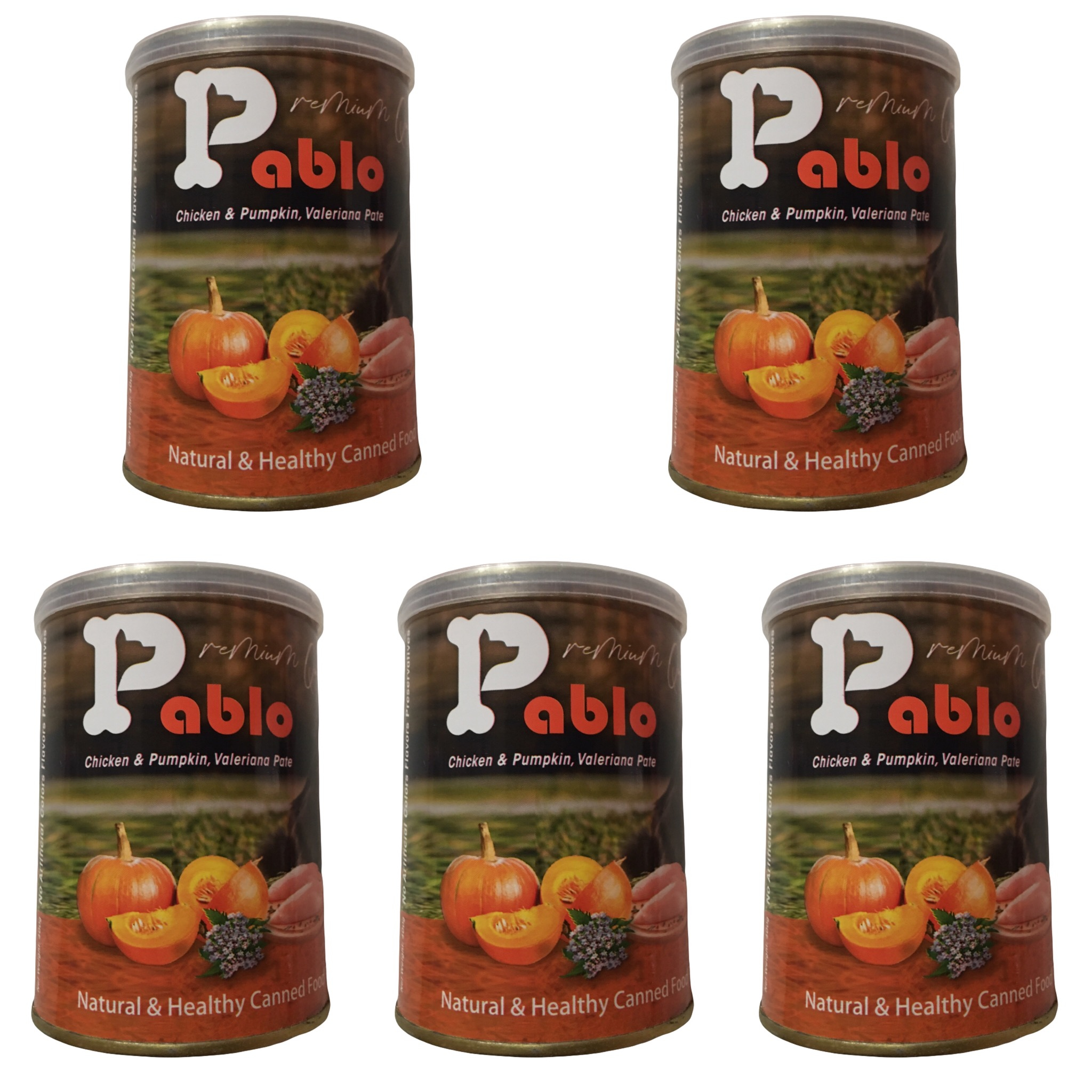 کنسرو غذای گربه پابلو مدل مرغ و کدو تنبل و سنبل الطیب وزن 2000 گرم بسته 5 عددی