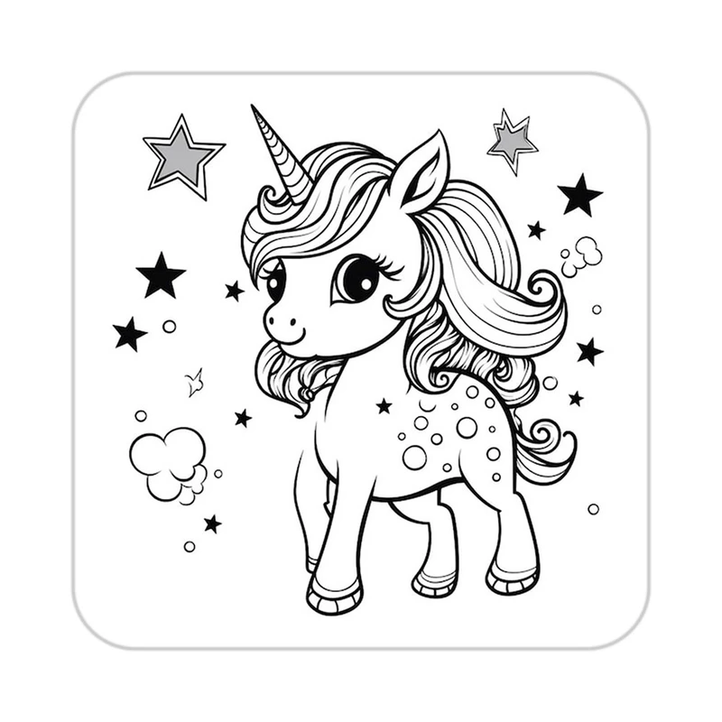 زیر لیوانی کاکتی طرح اسب تک شاخ و یونیکورن مدل mp30254