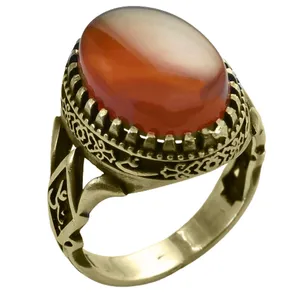 انگشتر مردانه مدل یاعلی با نگین عقیق یمنی